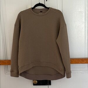 NOBULL Women’s Waffle Knit Crewneck Utility Top-Brown